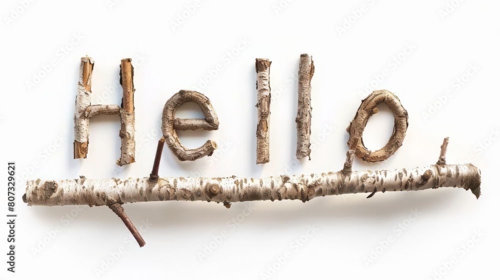 The word Hello created in Birch Twig Letters. The word Hello created in Birch Twig Letters.