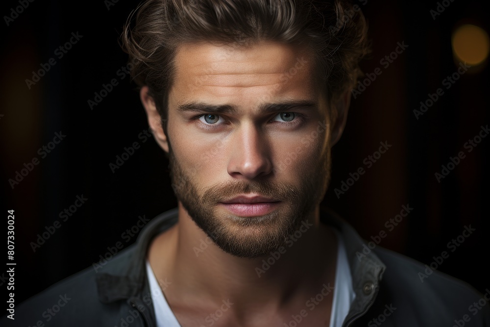 Handsome man with intense gaze Handsome man with intense gaze