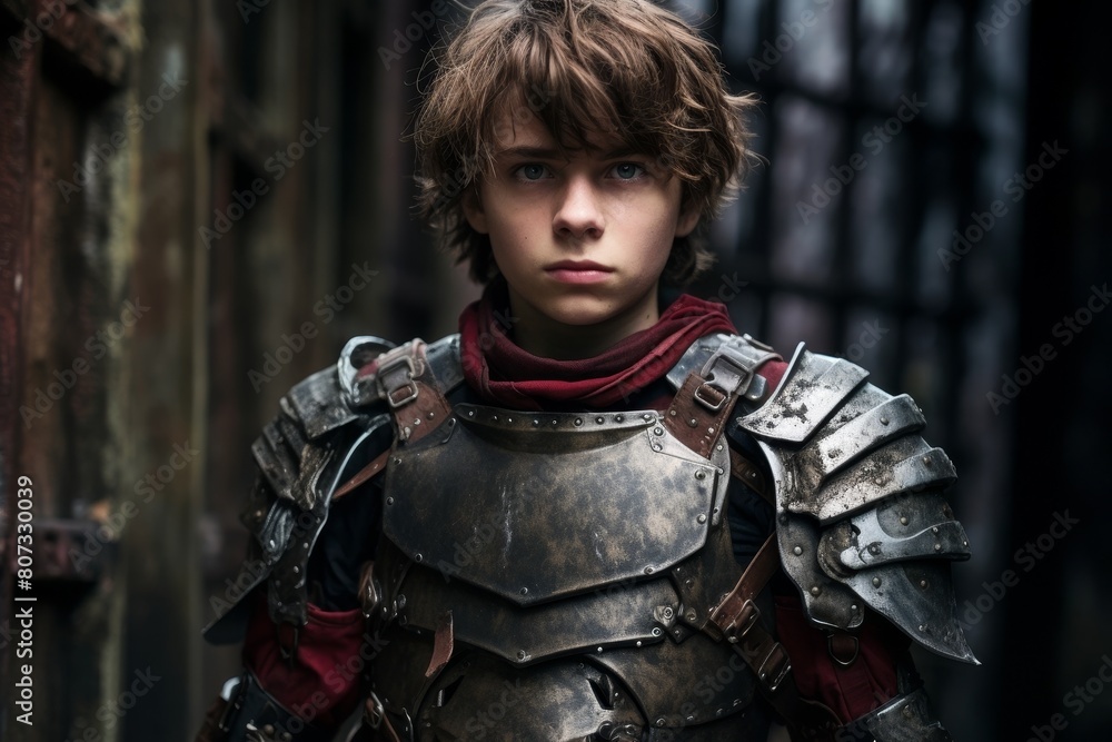 Fototapeta premium young warrior in battle armor