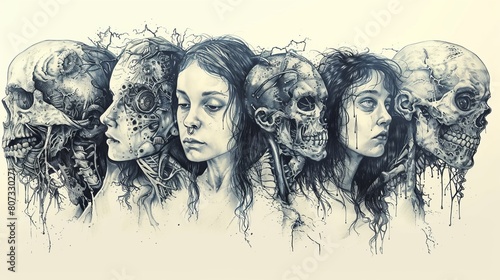 modern illustration of hand drawn freaks. This illustration is layered and modernized. photo