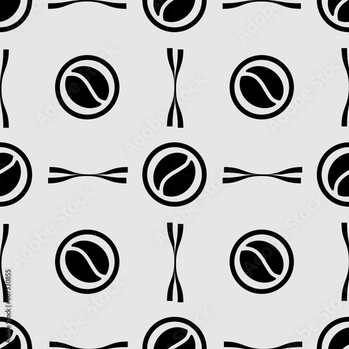 seamless monochrome pattern with stylized coffee beans, vector
