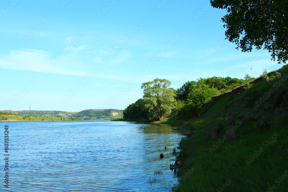A body of water with trees on the side A body of water with trees on the side