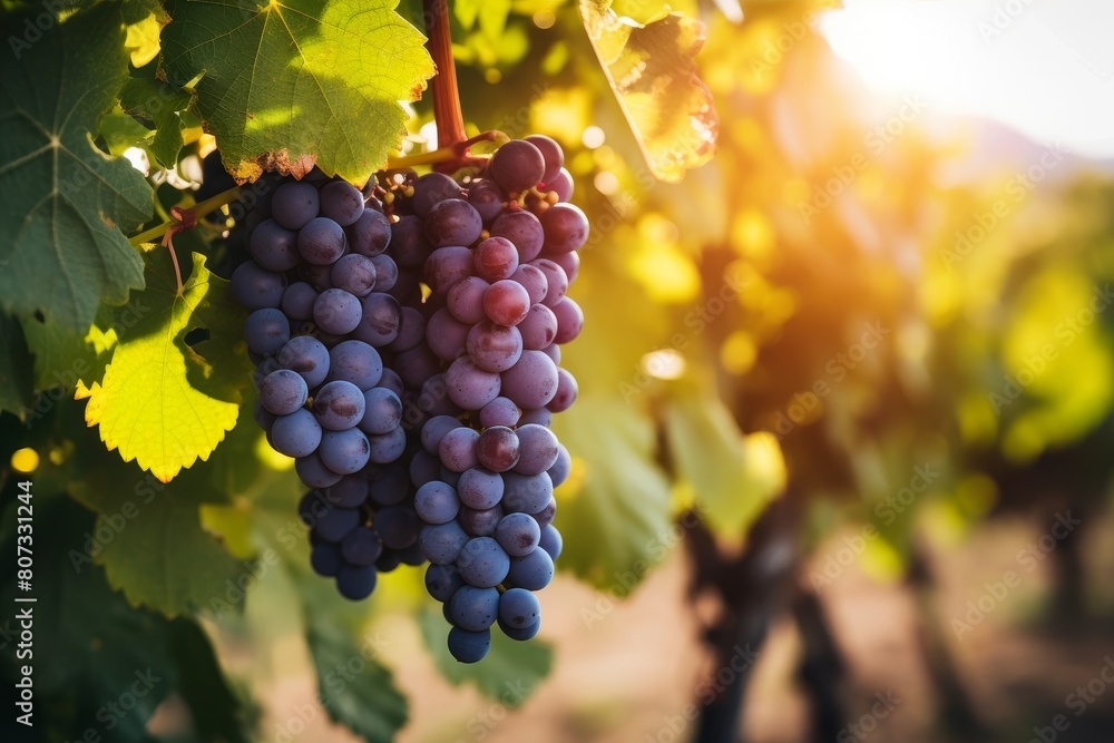 Fototapeta premium Ripe grapes on the vine in a vineyard