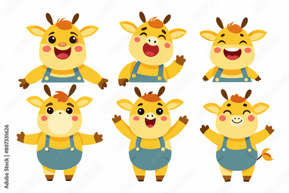 giraffe emoji sheet vector illustration