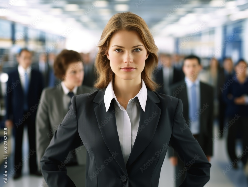 confident businesswoman in corporate office confident businesswoman in corporate office