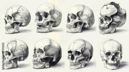 Skull set. Modern illustration. photo