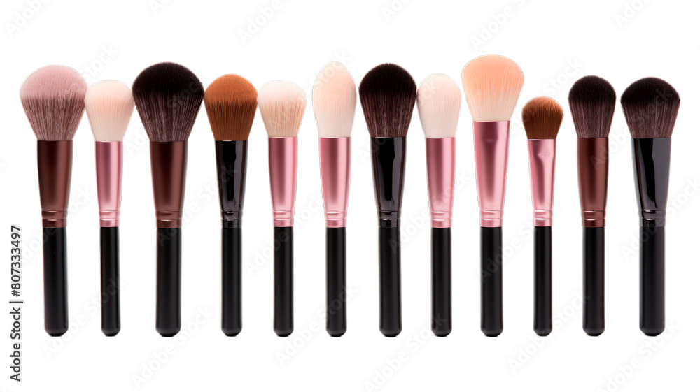 Makeup Brushes isolated on transparent png background. Generative ai Makeup Brushes isolated on transparent png background. Generative ai