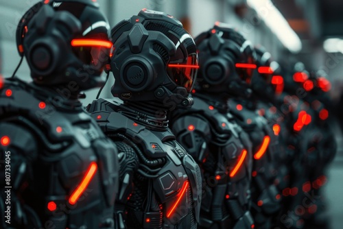 Futuristic group with red lights, perfect for sci-fi projects © Ева Поликарпова