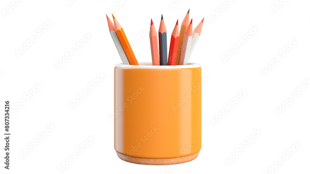 Pencil Holder isolated on transparent png background. Generative ai Pencil Holder isolated on transparent png background. Generative ai
