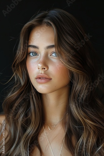 Woman With Long Brown Hair and Necklace