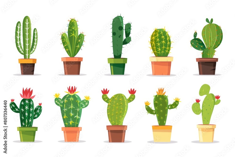 Various cactus plants in pots, perfect for home decor projects Various cactus plants in pots, perfect for home decor projects