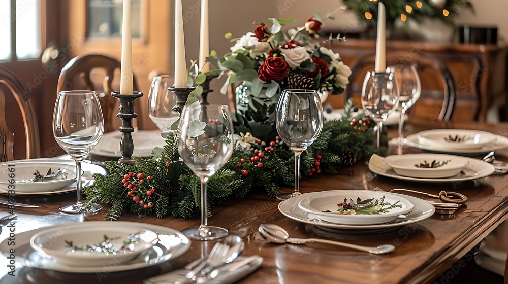 As the seasons changed, so did the decor on the dining table, reflecting the festive spirit of the holidays As the seasons changed, so did the decor on the dining table, reflecting the festive spirit of the holidays
