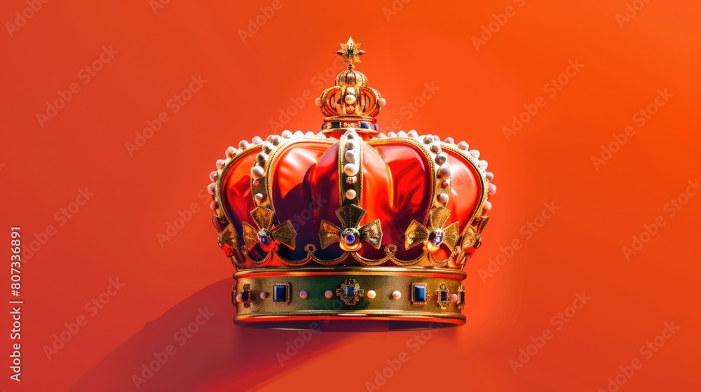A regal gold crown on a vibrant red background. Perfect for royal and luxury themed designs