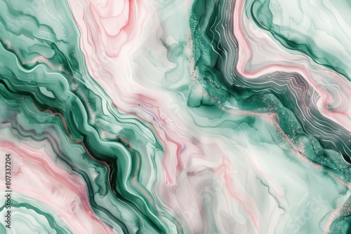 Close up of a green and pink marble surface. Suitable for backgrounds and textures