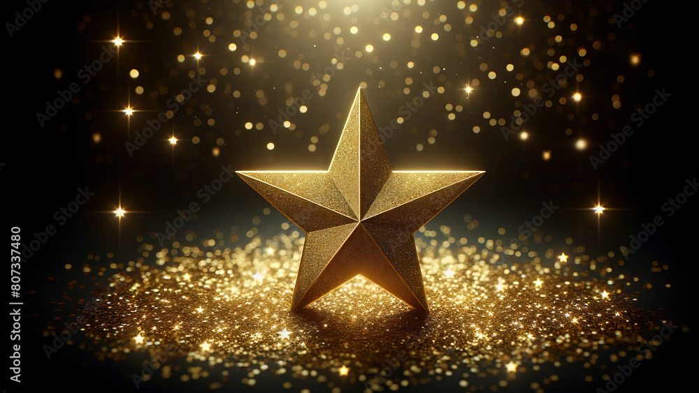 Radiant Golden Star Amidst Celebration Glitter Radiant Golden Star Amidst Celebration Glitter