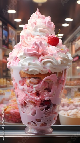 glass of ice cream with berries