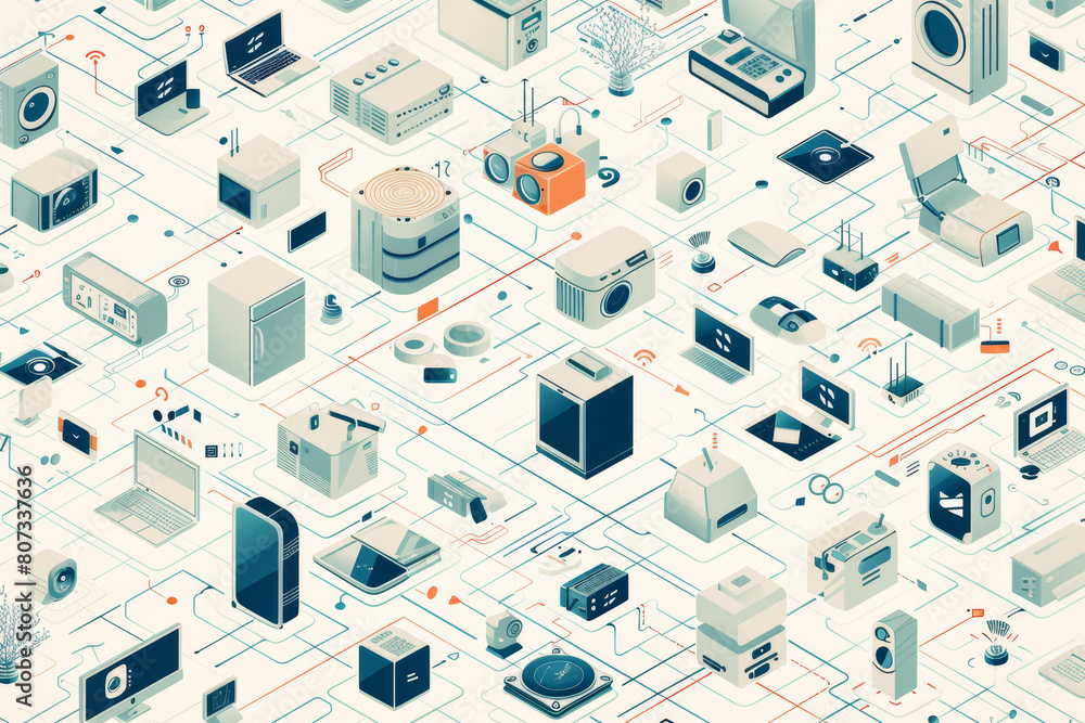Obraz premium Intricate Isometric Illustration of Smart Home Technology and Devices