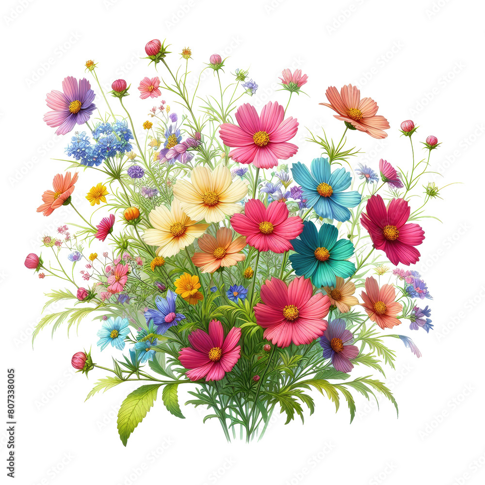 Colorful Wildflowers Sublimation Clipart
