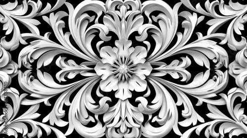 A stylish floral design in black and white. Perfect for interior decor projects
