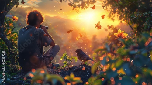 Person Walking Through Field of Flowers