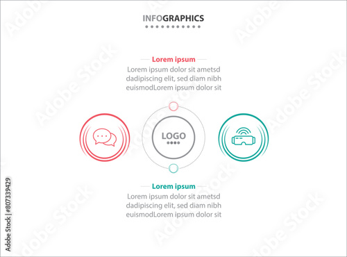 Two infographics element. Vector illustration. Vector business template for presentation. Timeline with 2 option. Vector Infographic label design template with icons and 2 options or steps.
