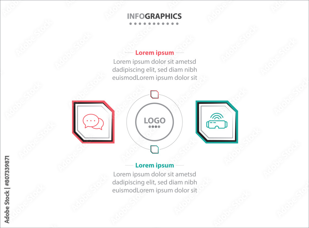 Two infographics element. Vector illustration. Vector business template for presentation. Timeline with 2 option. Vector Infographic label design template with icons and 2 options or steps. Two infographics element. Vector illustration. Vector business template for presentation. Timeline with 2 option. Vector Infographic label design template with icons and 2 options or steps.