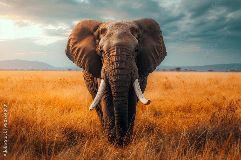 Majestic Elephant Standing in Field