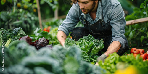 A chef harvesting fresh veg...