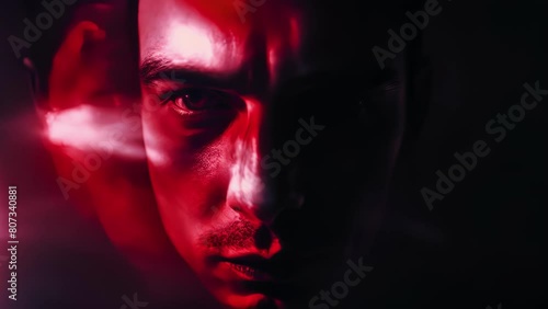 A blurred image of a suspects face emphasizing the confusion and fear they feel as they are interrogated. .