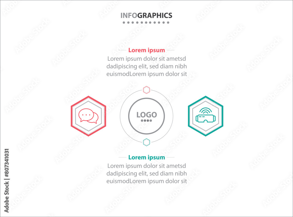 Obraz premium Two infographics element. Vector illustration. Vector business template for presentation. Timeline with 2 option. Vector Infographic label design template with icons and 2 options or steps.