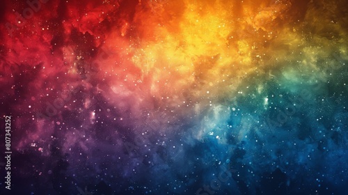 A colorful space background with a rainbow of colors and stars
