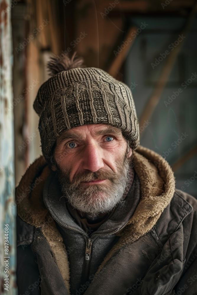 Obraz premium Bearded Man Wearing Hat