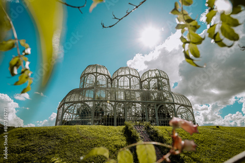 Jardim Botânico de Curitiba em dia de céu azul photo