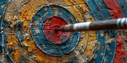 Precise Dart Hitting Target Close-Up