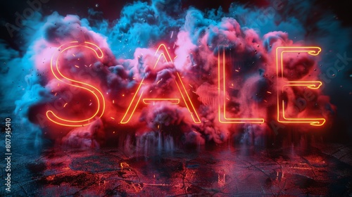 Neon Sale Sign in Cloud Filled Sky