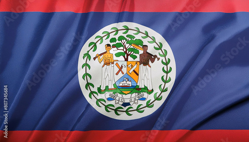 Realistic Artistic Representation of the Belize waving flag