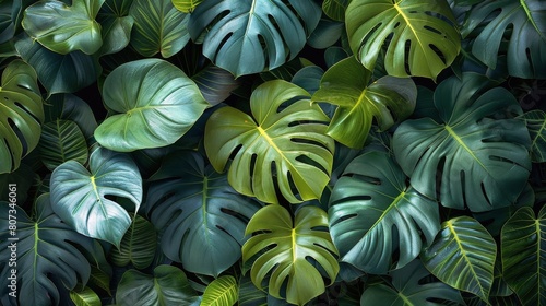 Wallpaper Mural Green and White Leaves Wall Torontodigital.ca