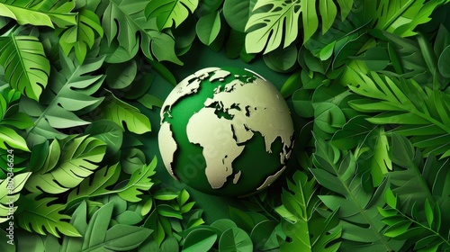 A conceptual papercut showing a globe surrounded by green leaves, indicating a shift to sustainable practices.