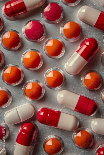 Stack of Red and White Pills