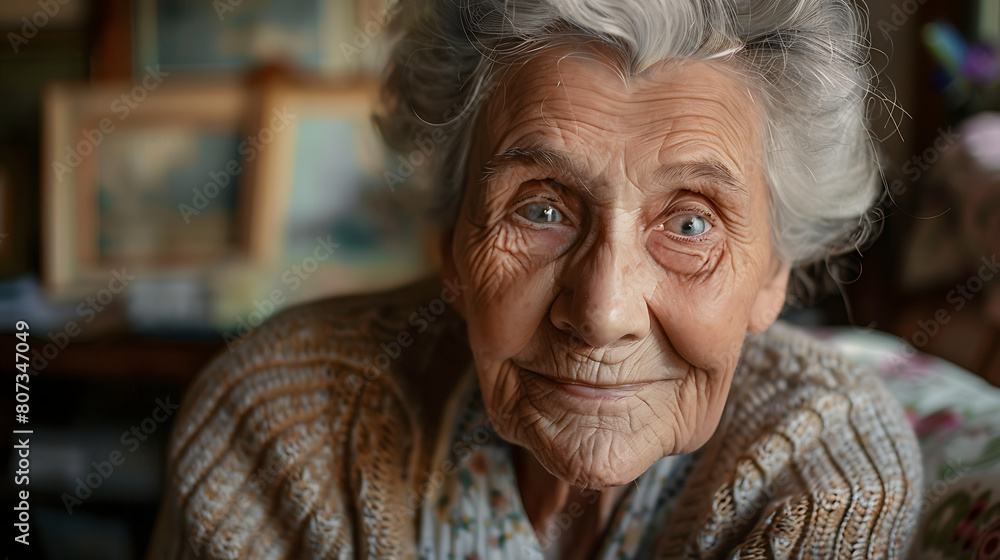 A heartwarming image capturing the timeless beauty and warmth of a grandmother gazing affectionately at the camera with a gentle smile, radiating love A heartwarming image capturing the timeless beauty and warmth of a grandmother gazing affectionately at the camera with a gentle smile, radiating love