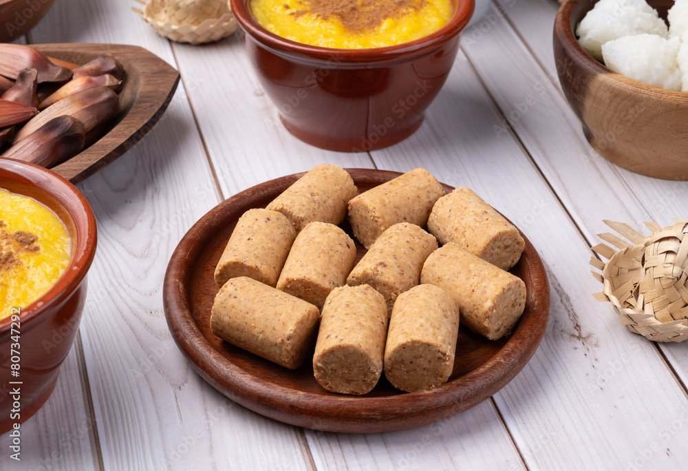 Typical brazilian june festival food over wooden table. Festa junina Typical brazilian june festival food over wooden table. Festa junina