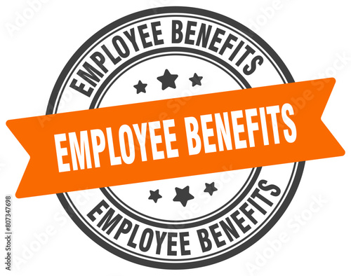employee benefits stamp. employee benefits label on transparent background. round sign