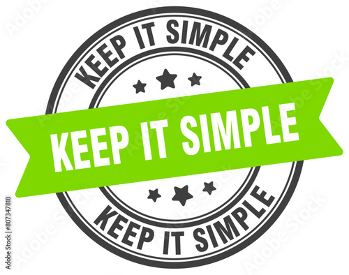 keep it simple stamp. keep it simple label on transparent background. round sign
