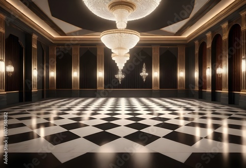A realistic 8k art deco ballroom with a glossy che (17) photo