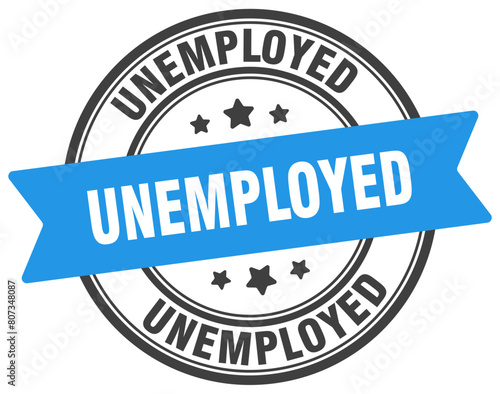unemployed stamp. unemployed label on transparent background. round sign
