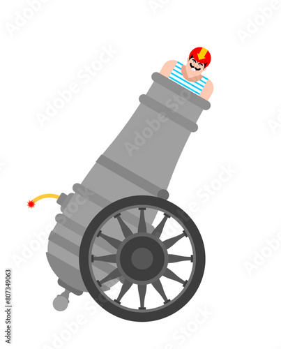 Canvastavla Man flies from cannon. Circus trick.