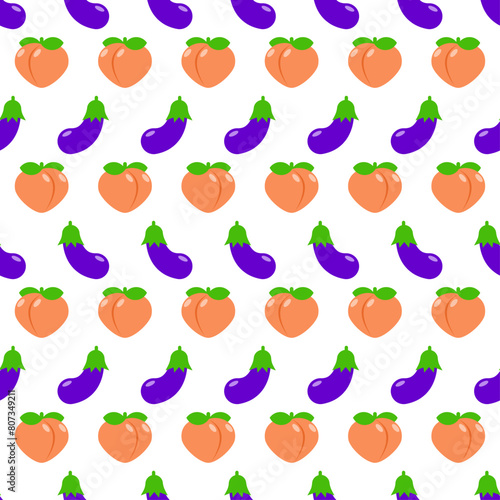 Eggplant and peach are symbols of sex pattern seamless. adults Background 18+