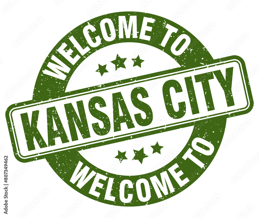 Welcome to Kansas City stamp. Kansas City round sign Welcome to Kansas City stamp. Kansas City round sign