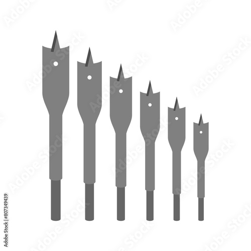 Set of wood drill bits. Vector illustration