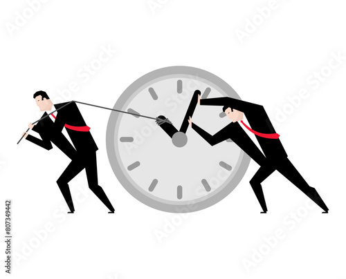 Businessman Stop time concept. Deadline Vector illustration
